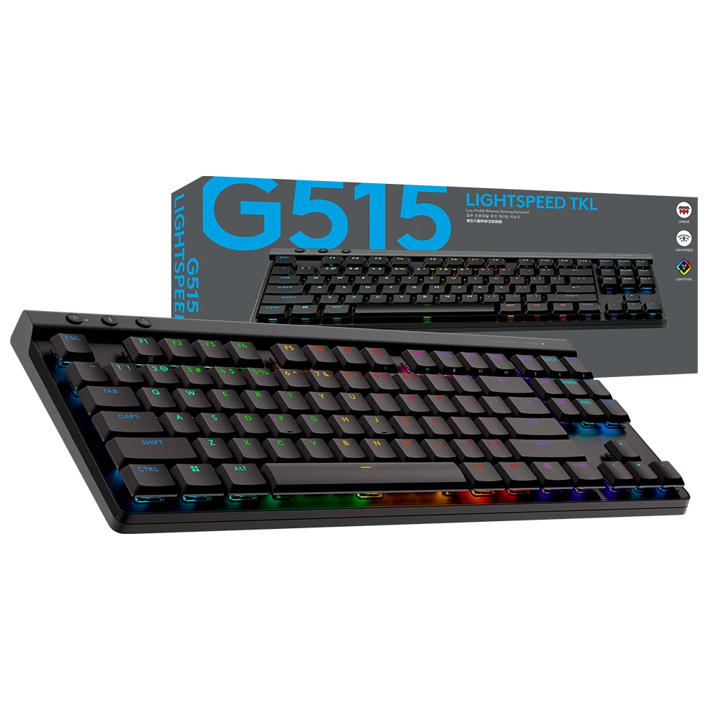 Teclado Gamer Mecánico Logitech G515 TKL · LIGHTSPEED 2.4GHz / Bluetooth · TKL · Táctil · RGB · Inglés · Negro